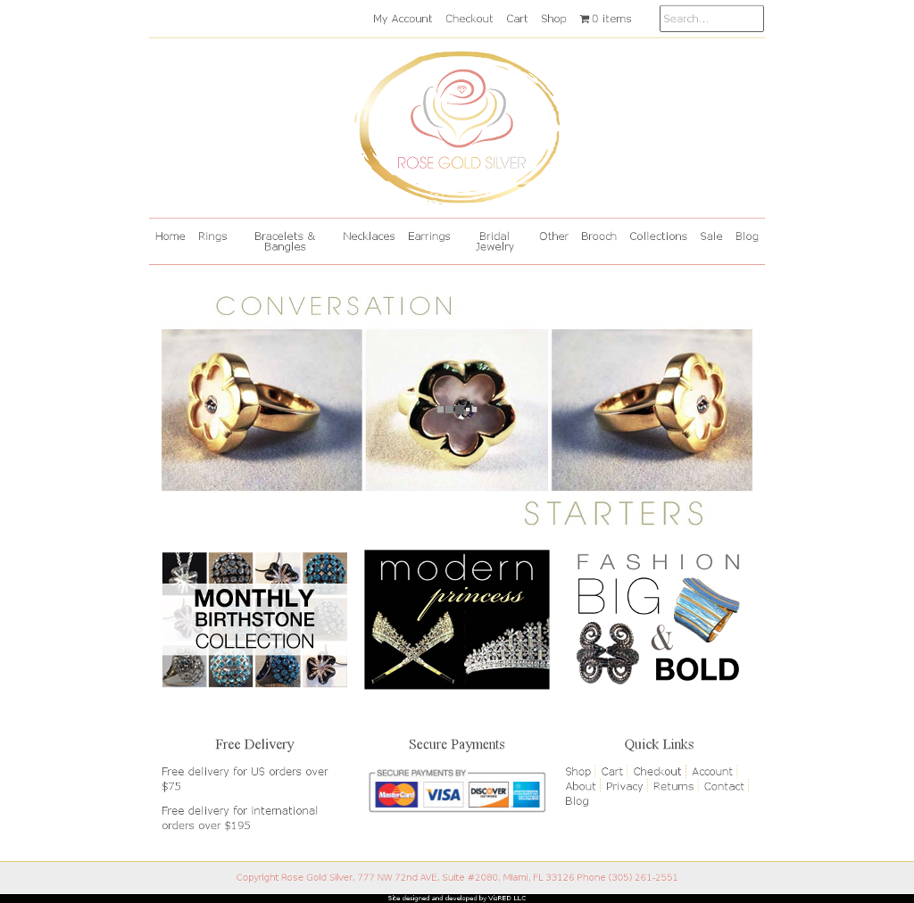 Rose Gold Silver Jewellery eCommerce Store